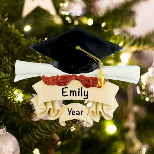 Personalized Graduation Cap and Scroll Christmas Ornament