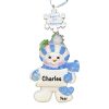 Blue Baby’s 1st Christmas Boy Snowman Personalized Christmas Ornament - Blank