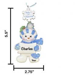 Personalized Blue Baby's First Christmas Ornament