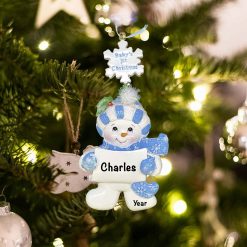 Personalized Blue Baby's First Christmas Ornament