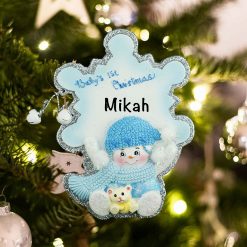 Personalized Babys 1st Christmas Blue Snowflake Christmas Ornament