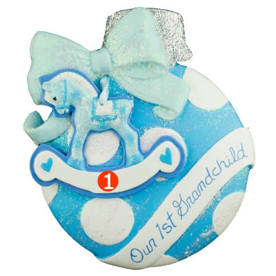 Blue 1st Grandchild Ball Personalized Ornament