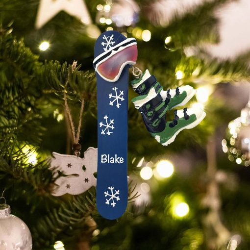 Personalized Snowboard with Boots Christmas Ornament