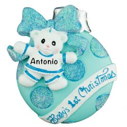 Baby Boy's 1st Christmas Ball Personalized Christmas Ornament