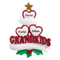 Grandkids Family of 3 Personalized Christmas Ornament