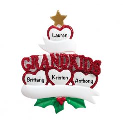 Grandkids Family of 4 Personalized Christmas Ornament