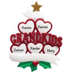 Grandkids Family of 5 Personalized Christmas Ornament