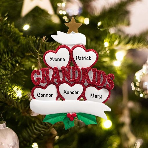 Personalized Grandkids 5 Christmas Ornament