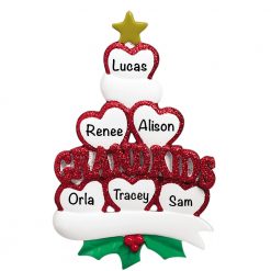 Grandkids Family of 6 Personalized Christmas Ornament