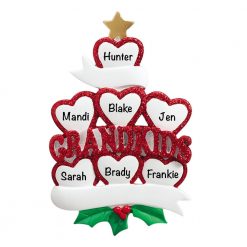 Grandkids Family of 7 Personalized Christmas Ornaments