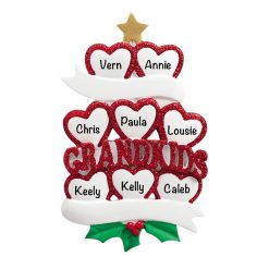 Grandkids Family of 8 Personalized Christmas Ornaments