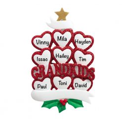 Grandkids Family of 9 Personalized Christmas Ornaments