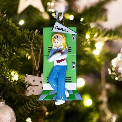 Personalized Teenage College Schoolgirl Christmas Ornament