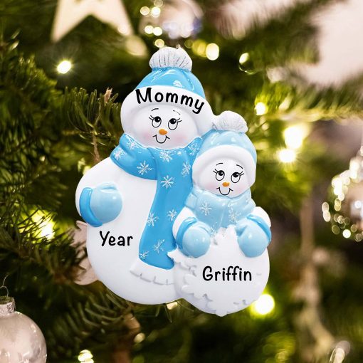 Personalized Single Family Snowman 1 Child Christmas Ornament