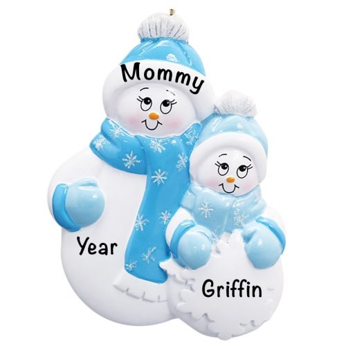 Single Family Snowman 1 Child Personalized Christmas Ornament