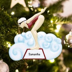 Personalized Swimmer Girl Christmas Ornament