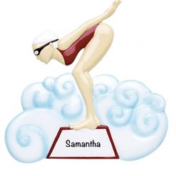 Swimmer Girl Platform Personalized Christmas Ornament