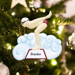 Personalized Swimmer Guy Christmas Ornament