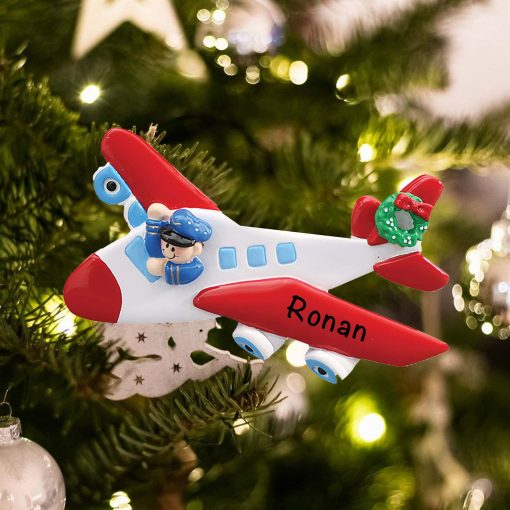 Personalized Airplane Pilot Christmas Ornament