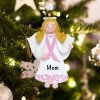 Personalized Pink Ribbon Angel Christmas Ornament