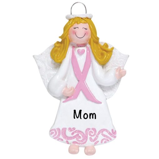 Pink Ribbon Angel Personalized Christmas Ornament