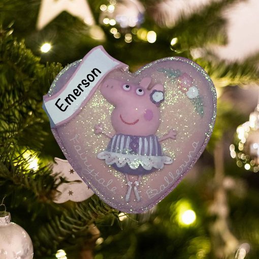 Personalized Peppa Pig Heart Christmas Ornament