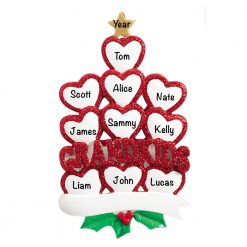 Grandkids Family of 10 Personalized Christmas Ornament