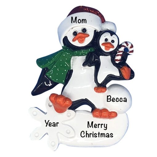 Penguin Parent with 1 Kids Personalized Christmas Ornament