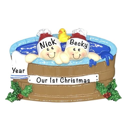 Hot Tub Couple Personalized Christmas Ornament