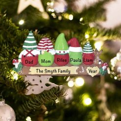 Personalized Gnome Family of 5 Christmas Ornament