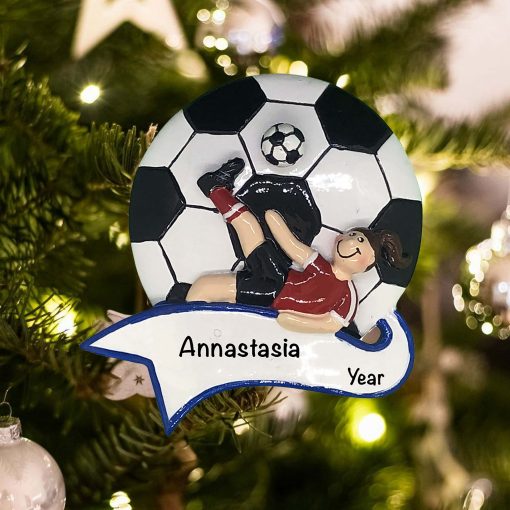 Personalized Soccer Kick Girl Christmas Ornament