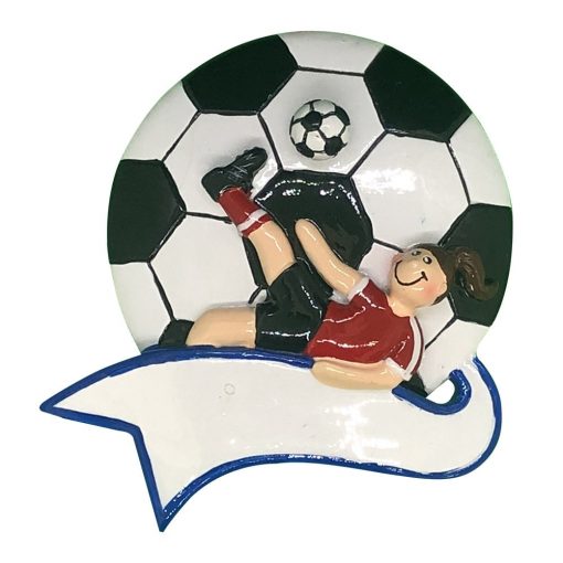 Soccer Kick Girl Personalized Christmas Ornament - Blank