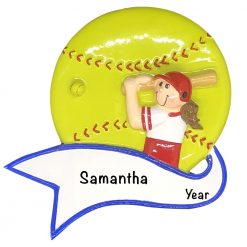 Softball Girl Swing Personalized Christmas Ornament