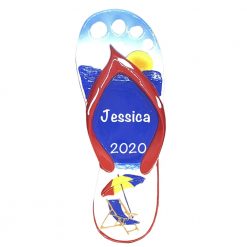 Flip Flop Sea and Sun Personalized Christmas Ornament