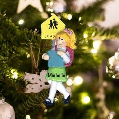 Personalized School Girl Blonde Christmas Ornament