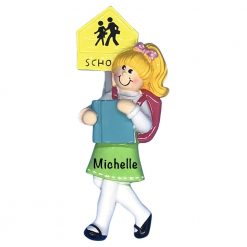 School Girl Blonde Personalized Christmas Ornament