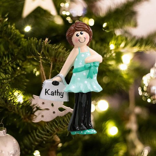 Personalized Pregnant Woman with Purse Christmas Ornament