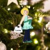 Personalized Pregnant Blonde Woman with Purse Christmas Ornament
