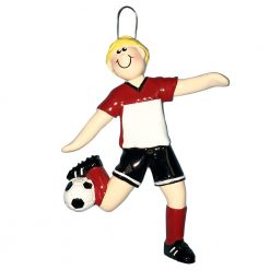 Soccer Guy Blonde Personalized Christmas Ornament - Blank