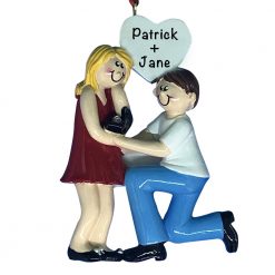 Proposing Couple Blonde Personalized Christmas Ornament