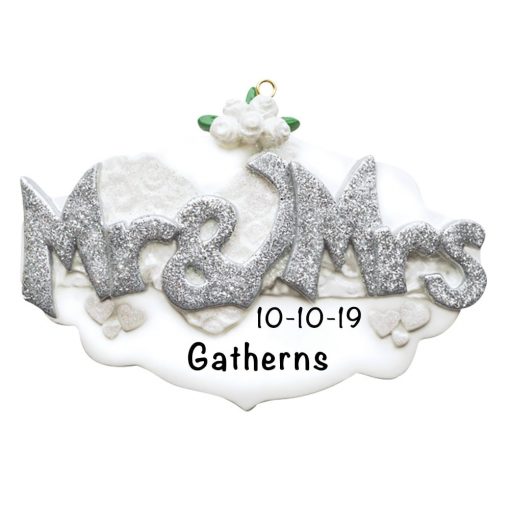 Mr and Mrs Wedding Personalized Christmas Ornament