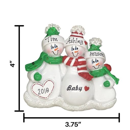 Expecting Family of 3 Personalized Christmas Ornament