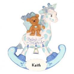 Blue Baby's 1st Christmas Giraffe Personalized Christmas Ornament