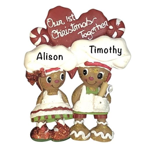 Gingerbread Couple 1st Christmas Personalized Christmas Ornament