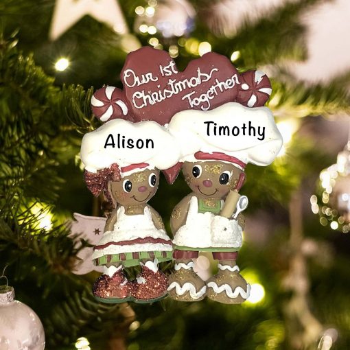 Personalized Gingerbread Couple 1st Christmas Ornament