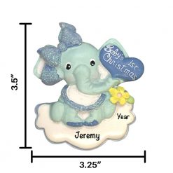 Baby Elephant Boy Personalized Christmas Ornament