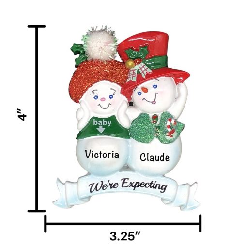 Expecting Snow Couple Personalized Christmas Ornament