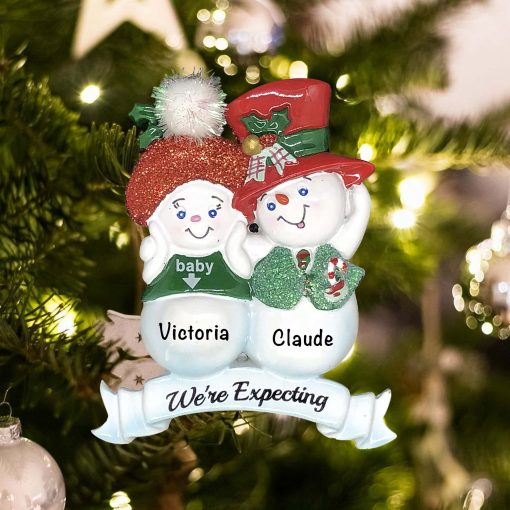 Personalized We're Expecting Snow Couple Christmas Ornament