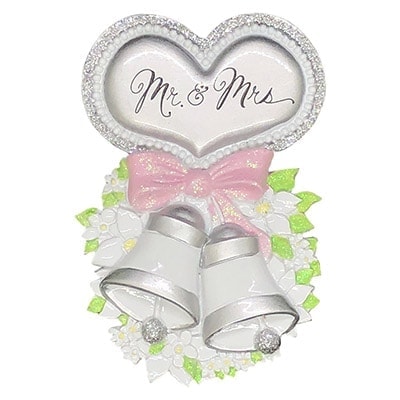 Mr and Mrs Wedding Bells Personalized Christmas Ornament