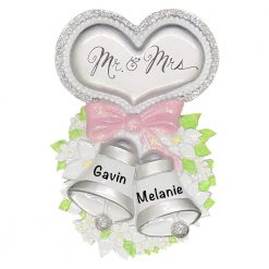 Mr and Mrs Wedding Bells Personalized Christmas Ornament